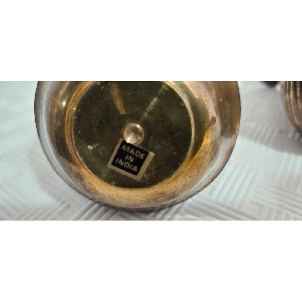 3 Bud Vase‎ Brass Solid Mid Century Modern Coil Graduated 2